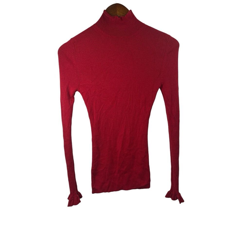 Antonio Melani Women Sweater Turtleneck‎ Size S100% Merino wool Thin Knit Ribbed